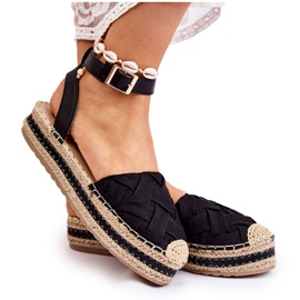 WS1 Sandales espadrilles pour femmes sur la plate-forme Susane noire