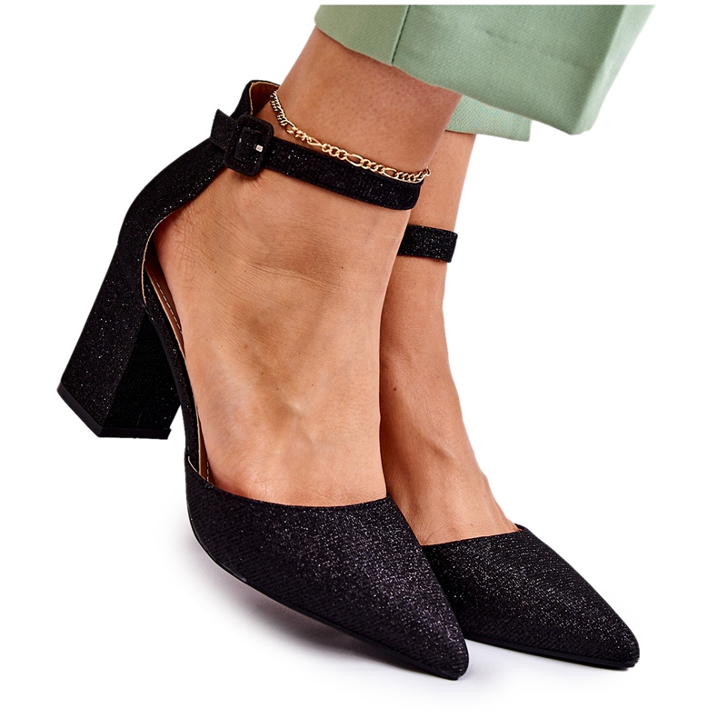 WS1 Escarpins Amira noirs brillants sur une barre le noir