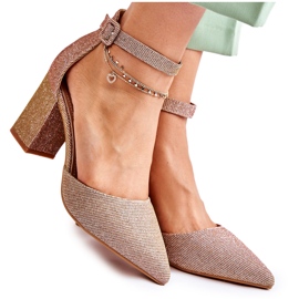 WS1 Shiny Pumps On A Bar Or foncé Amira doré