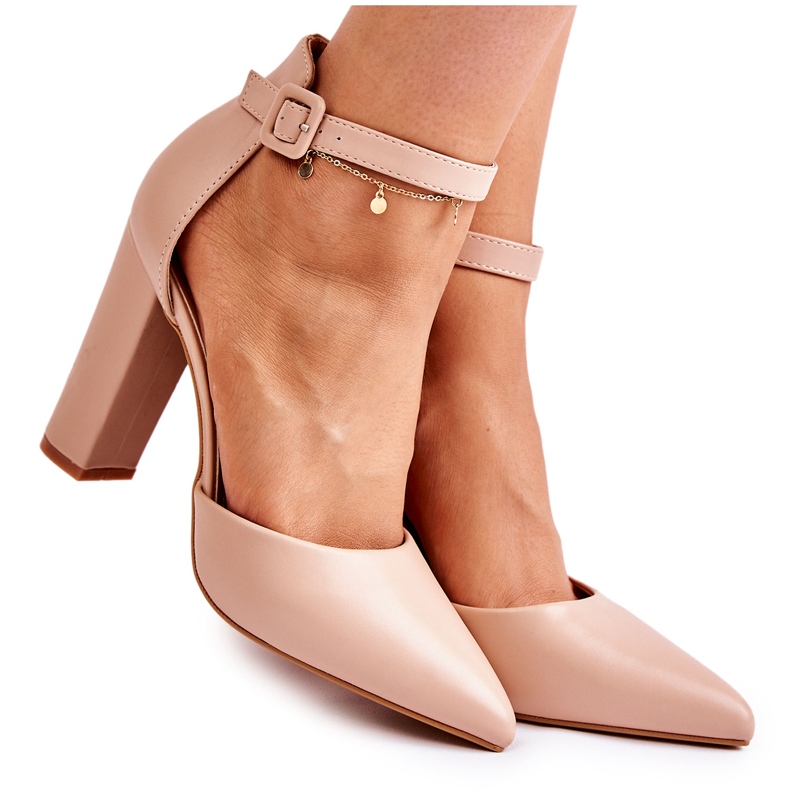 WS1 Escarpins En Cuir Sur Un Haut Post Beige Salira WS1 Escarpins En Cuir Sur Un Haut Post Beige Salira