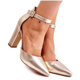 WS1 Escarpins En Cuir Sur Un Haut Pilier Salira Doré