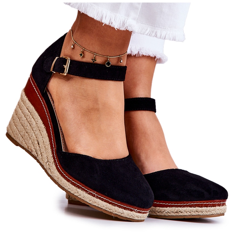 PS1 Espadrilles noires à semelles compensées pour femme Tamarill le noir