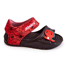WJ1 Sandales légères pour enfants avec décorations fidèles noires et rouges