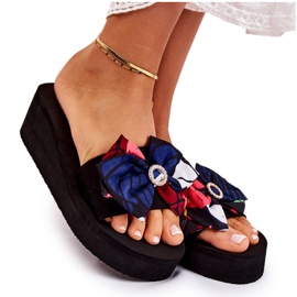 WJ1 Chaussons Compensés Femme Noirs En Mousse Silana le noir multicolore