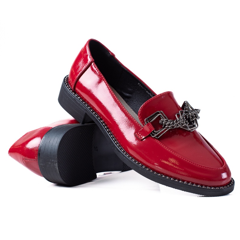SHELOVET Mocassins femme laqués rouge