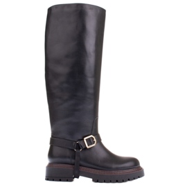 Marco Shoes Bottes de trappeur avec une tige plus large le noir