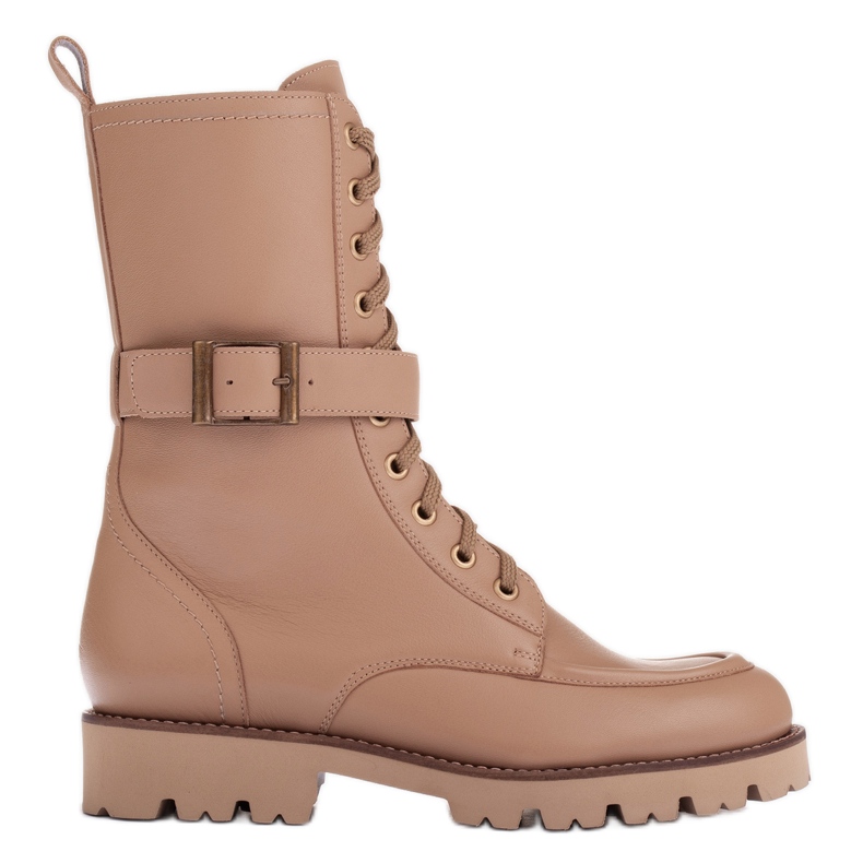 Marco Shoes Bottes en cuir pleine fleur beige