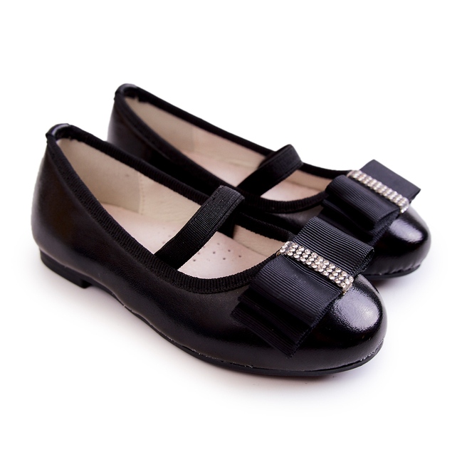 S.Barski Ballerines Enfant En Cuir Avec Nœud Décoratif Noir Claril le noir S.Barski Ballerines Enfant En Cuir Avec Nœud Décoratif Noir Claril le noir