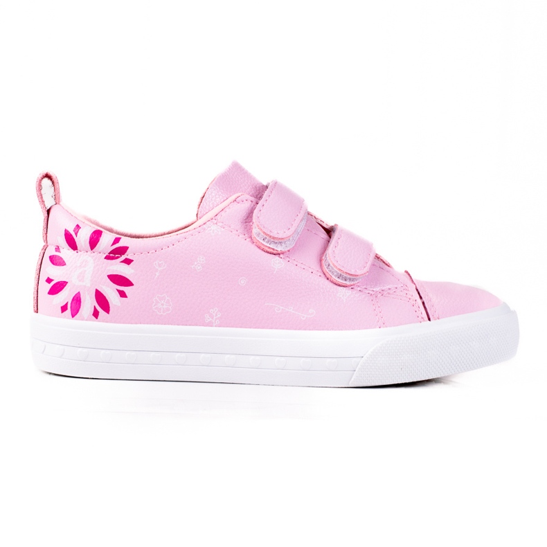Baskets Shelovet Velcro pour enfants en cuir écologique rose