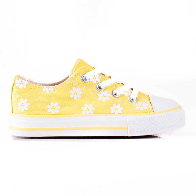 Baskets pour enfants Vico à fleurs jaunes blanche