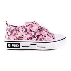 Baskets enfant Shelovet à fleurs roses blanc jaune