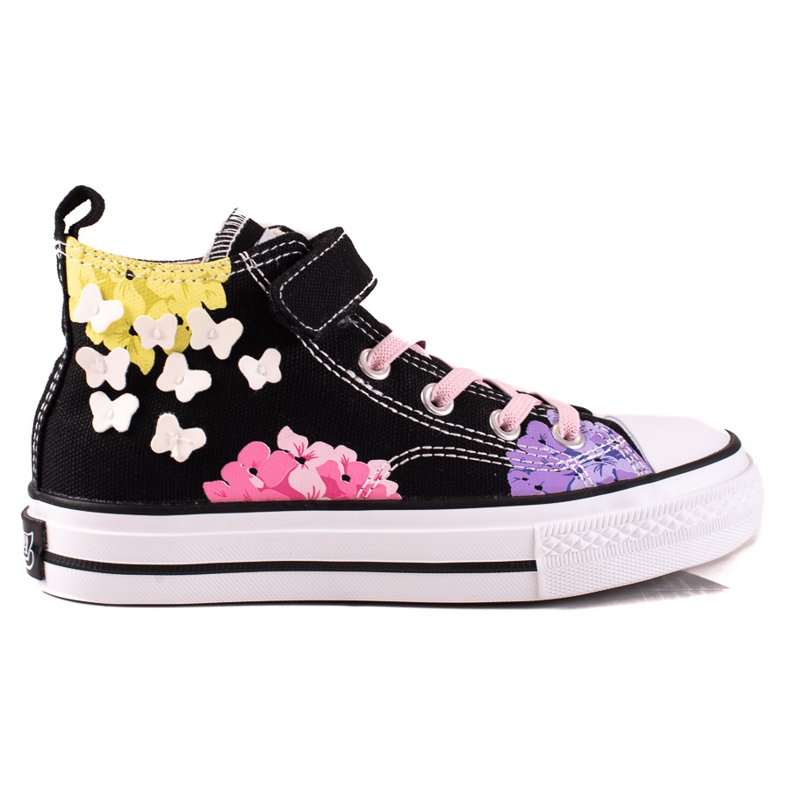 Baskets pour enfants High Shelovet noires à fleurs le noir multicolore Baskets pour enfants High Shelovet noires à fleurs le noir multicolore