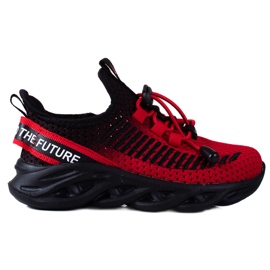Chaussures de sport pour enfants Vico, matière bicolore noir rouge