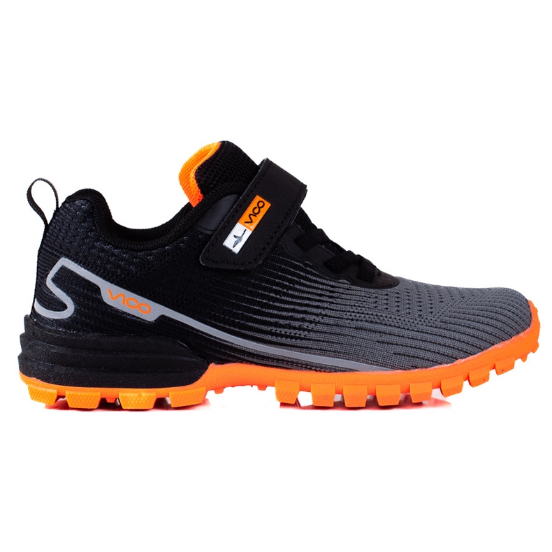 Chaussures de sport garçon Vico à semelle orange le noir gris