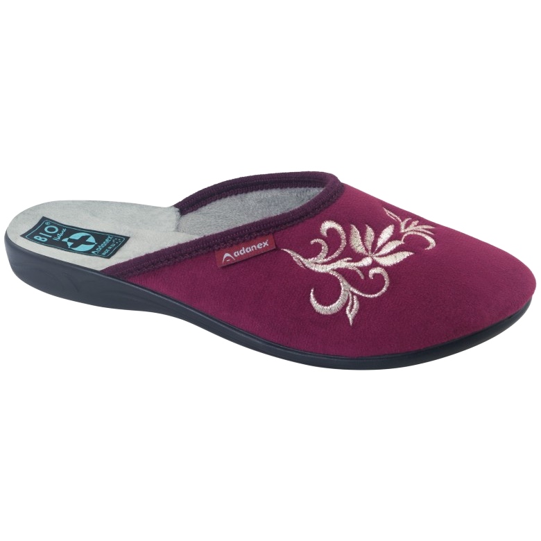 Chaussons en velours bordeaux Adanex 27861 multicolore
