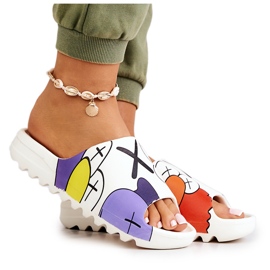 Flip en caoutchouc -flops avec imprimé blanc blanche