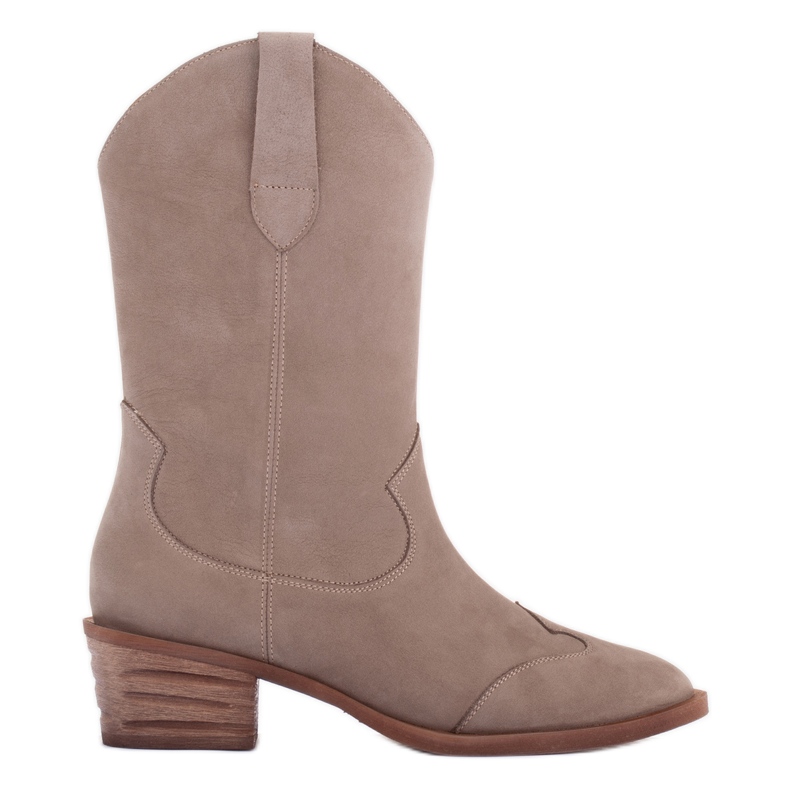 Marco Shoes Bottes beiges en cuir naturel Marco Shoes Bottes beiges en cuir naturel