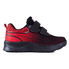 Baskets garçons Shelovet avec double velcro noir et rouge