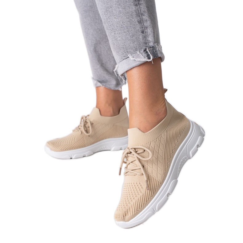Chaussures de sport femme Shelovet à lacets beige