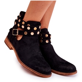 WS1 Bottes pour femmes à jets sur un talon plat Noir Larino