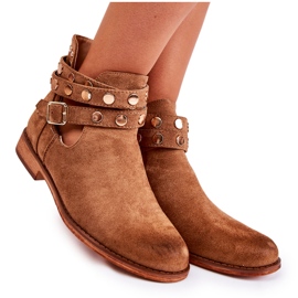 WS1 Bottines femme à jets sur talon plat larino marron brun WS1 Bottines femme à jets sur talon plat larino marron brun