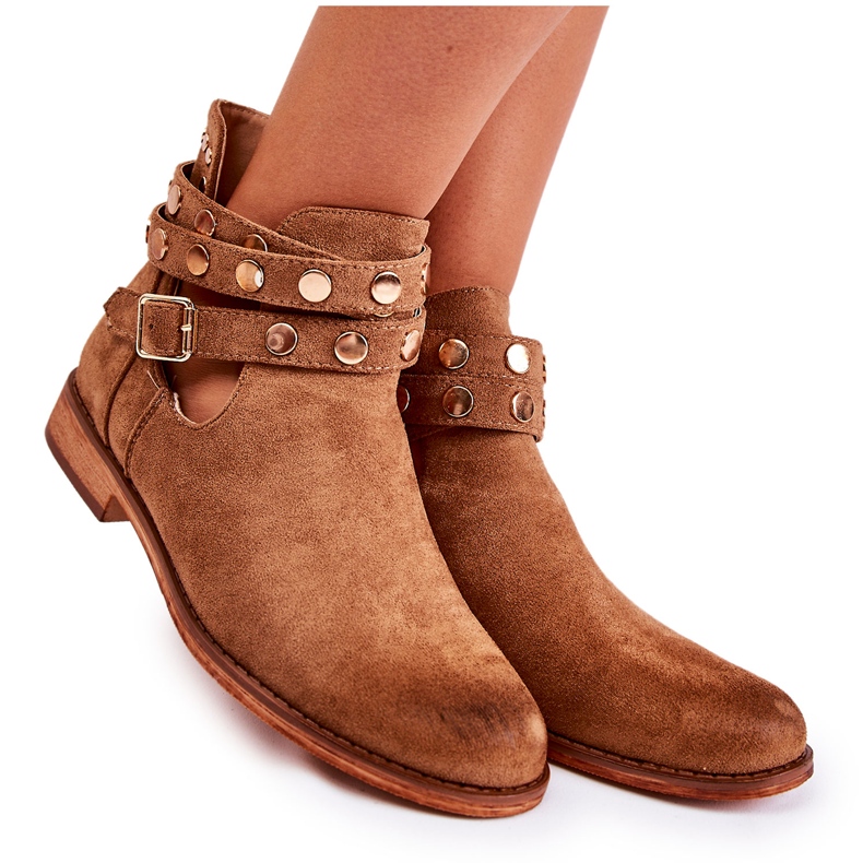 WS1 Bottines femme à jets sur talon plat larino marron brun WS1 Bottines femme à jets sur talon plat larino marron brun