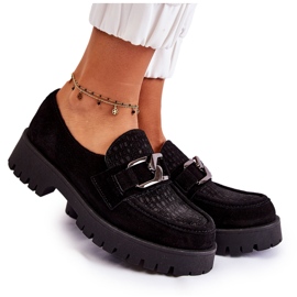 PL5 Mocassins noirs en daim à la mode Rayhan