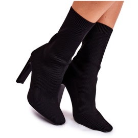 WS1 Bottes Hautes Femme Avec Une Chaussette à Talon Noir Nessi le noir