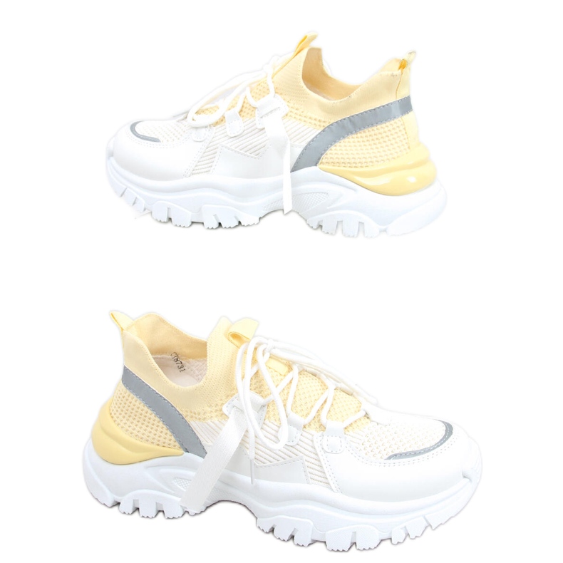 Aditi Chaussures de sport chaussettes jaunes blanche