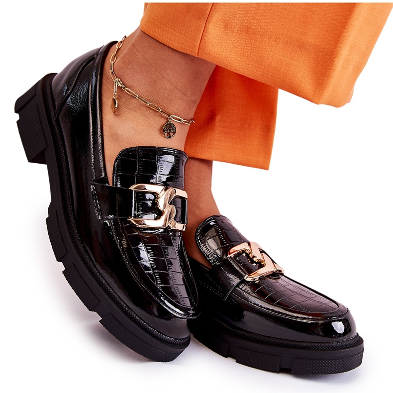 FL1 Mocassins en cuir à la mode Black Loveliness le noir