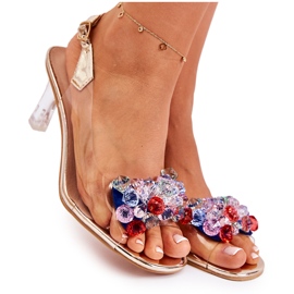 S.Barski Sandales élégantes avec cristaux dorés Lanette multicolore