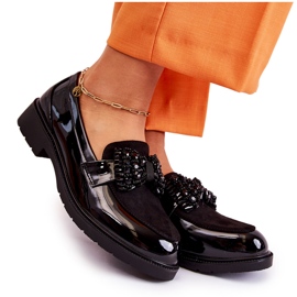 S.Barski Richelieus Femme Laqués Avec Nœud Noir Laurent