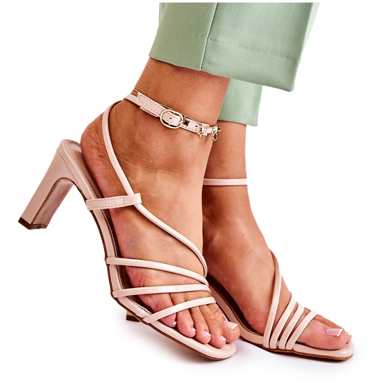 WS1 Sandales Laquées Classiques à Talons Hauts Beige Milani