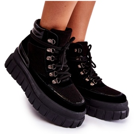FB3 Bottes pour femmes à la mode sur la magnifique plate-forme noire
