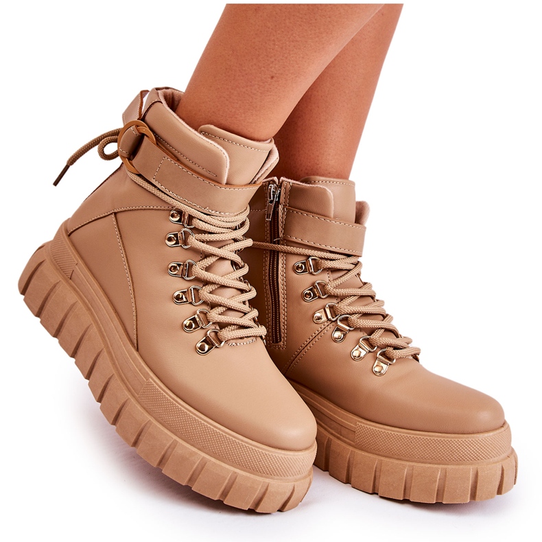 FB3 Bottines Femme Mode Beige La Blanca