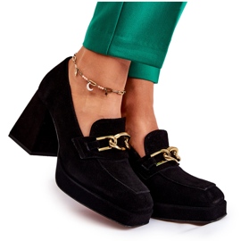 Escarpins En Daim Avec Une Chaîne Décorative Laura Messi 2444 Noir