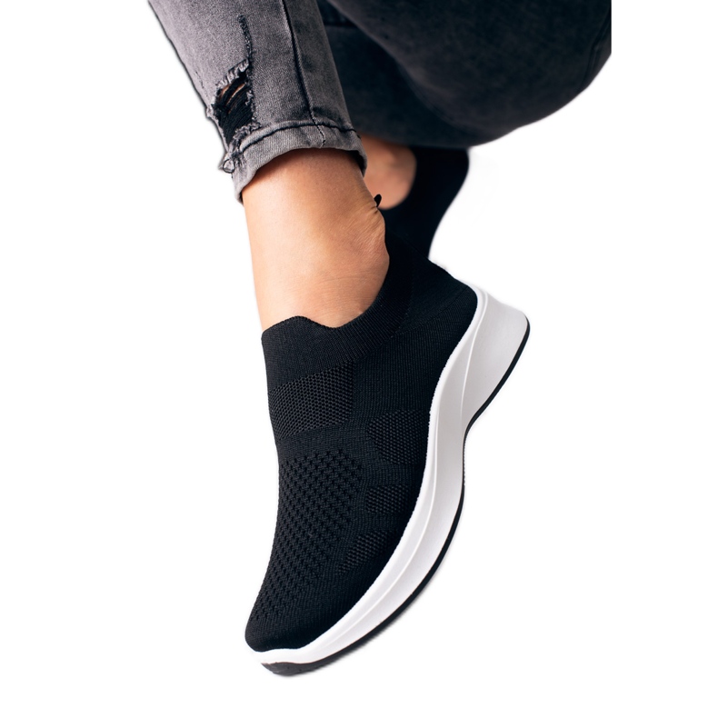 Baskets noires Shelovet pour femmes avec semelle blanche le noir