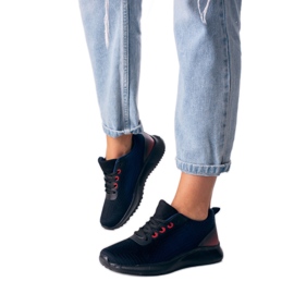 Baskets sport femme Shelovet à lacets bleu marine et noir le noir