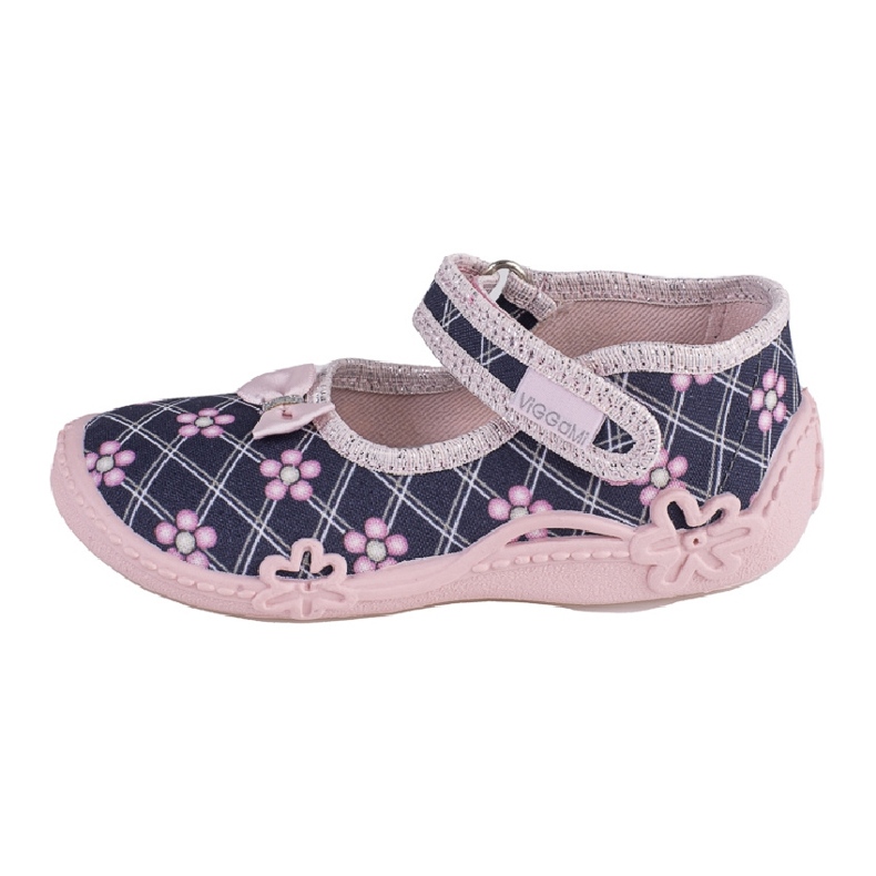 Chaussons fille impression Viggami Inka bleu marin rose