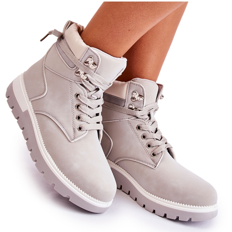Bottines en cuir sur la plate-forme grise Ressa