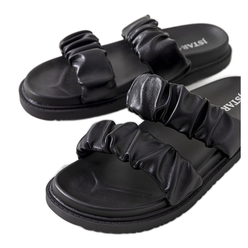 PA1 Pantoufles noires pour femmes de Buzaco le noir