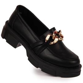 Chaussures femme en cuir noir avec chaîne Filippo