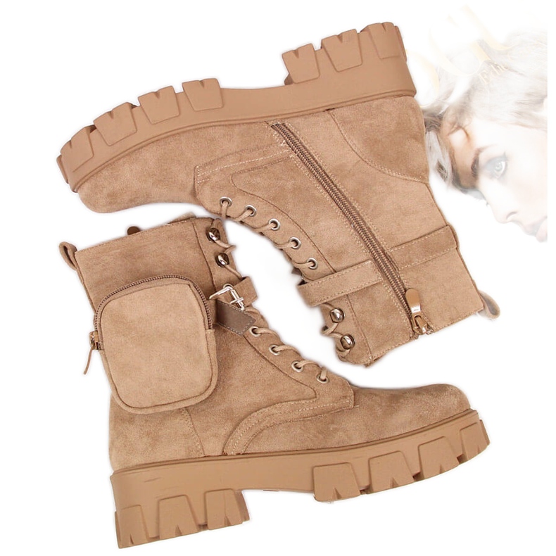 Bottes à plateforme pour femmes avec une poche, beige Vinceza Bottes à plateforme pour femmes avec une poche, beige Vinceza