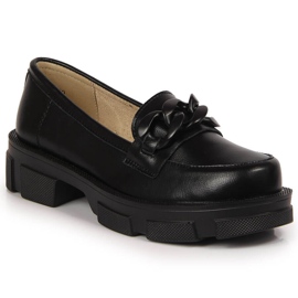 Chaussures femme en cuir noir avec chaîne Filippo