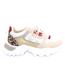 Baskets dorées Ebba beige rouge multicolore d'or