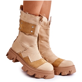 PS1 Chaussons High Workers sur une fermeture éclair Nerisa beige foncé