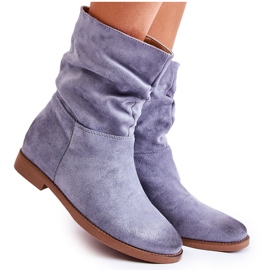 PG1 Bottines Femme Daim Bleu Venis