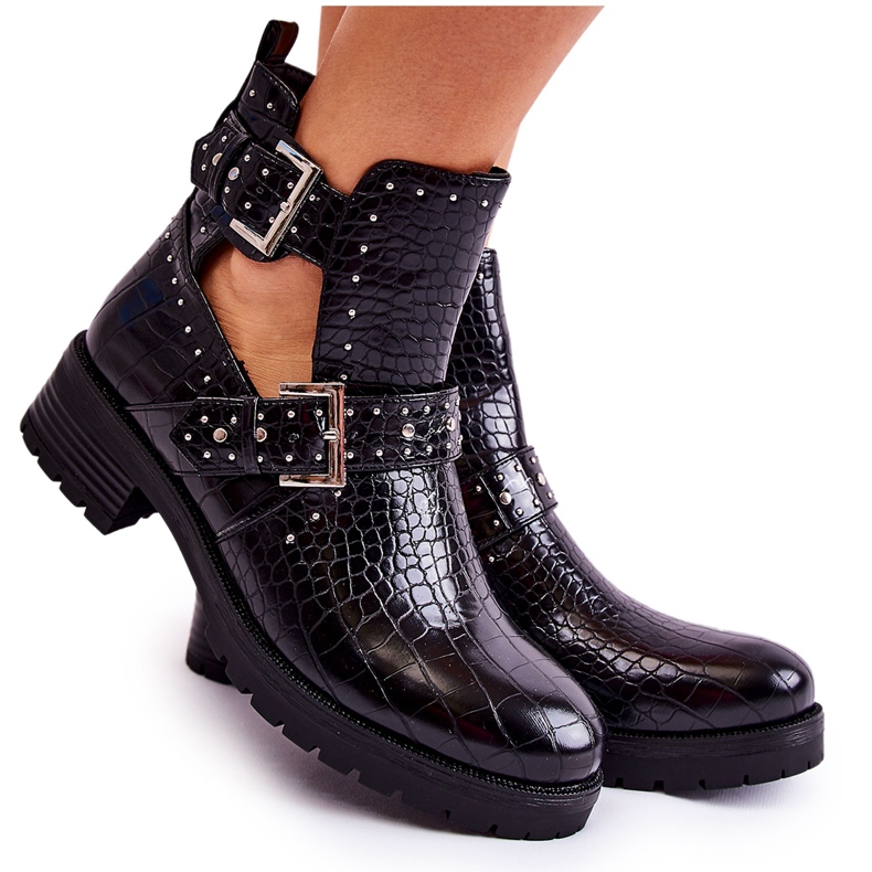 PG1 Bottines Femme Avec Découpes Noir Santhana le noir