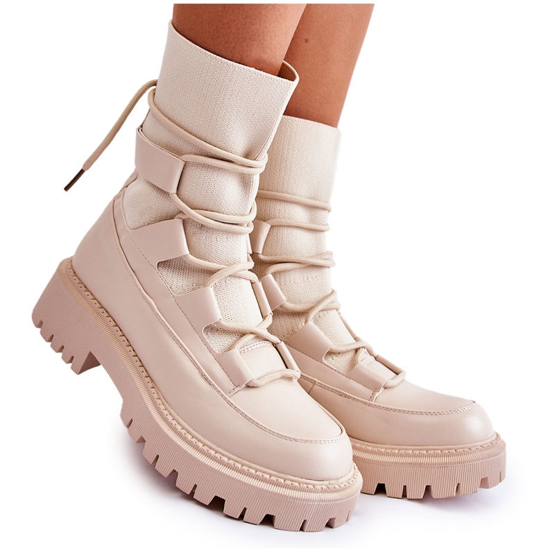 Bottes Femme Ouvrières Avec Chaussette Beige Fallor