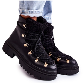 Bottes chaudes en éco-cuir Noir Arisa Trappers
